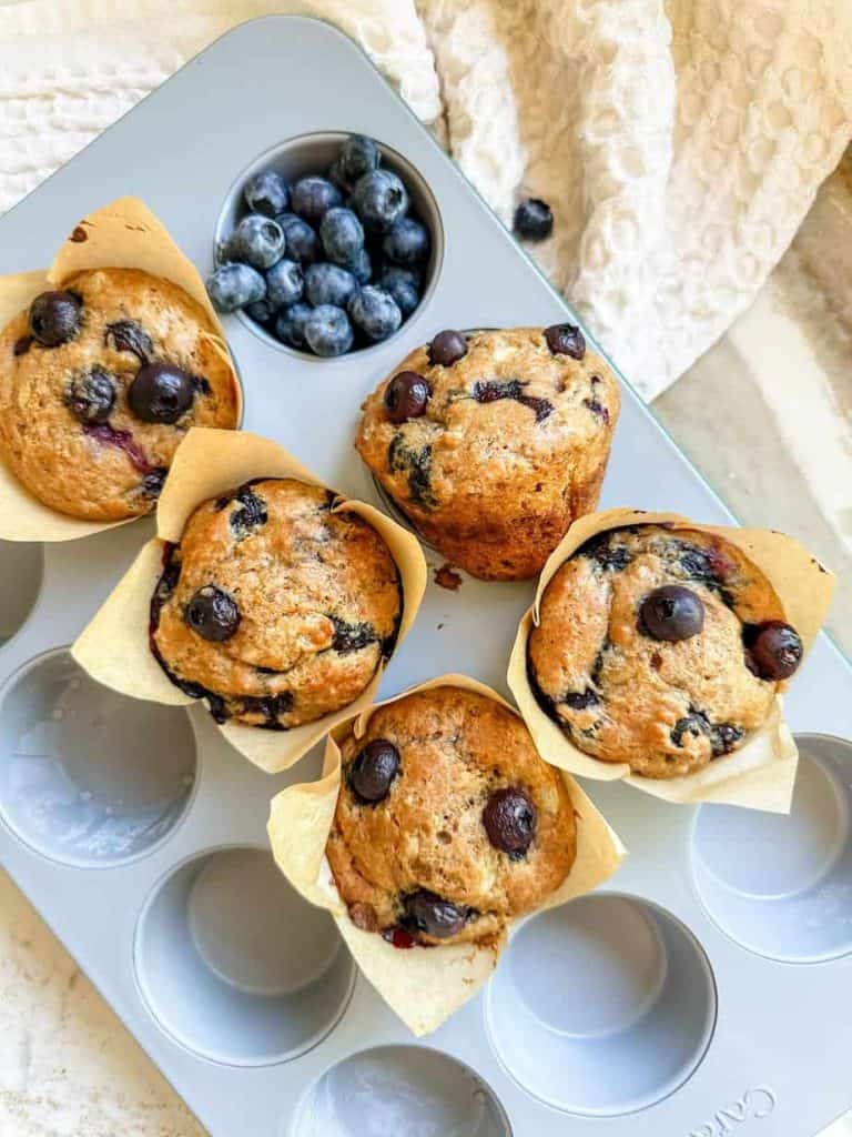 cottage cheese blueberry muffins in tins