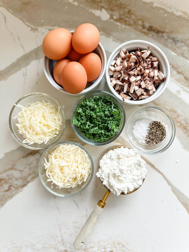 all the ingredients you need to make these egg bites in individual containers 