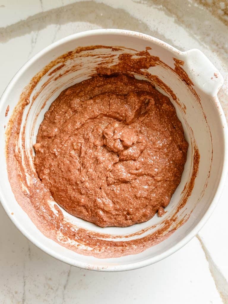 the brownie batter in a bowl