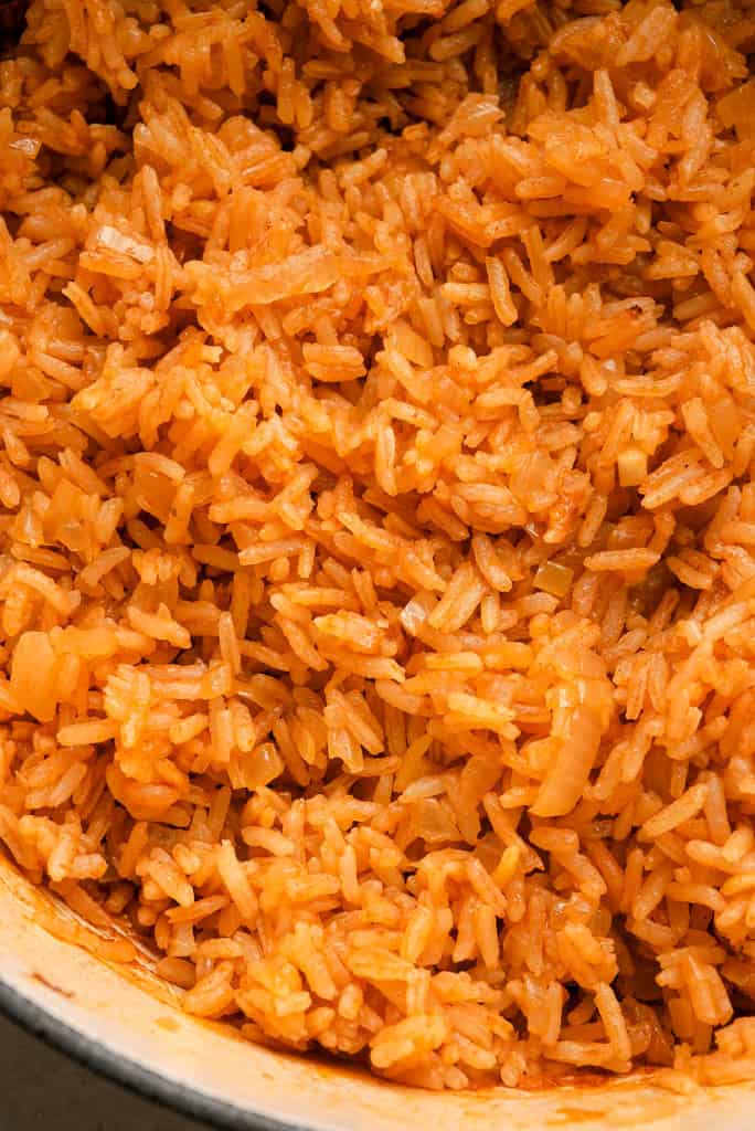 close up view of Mexican rice