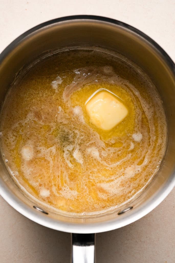 melted butter in a pot for toffee sauce